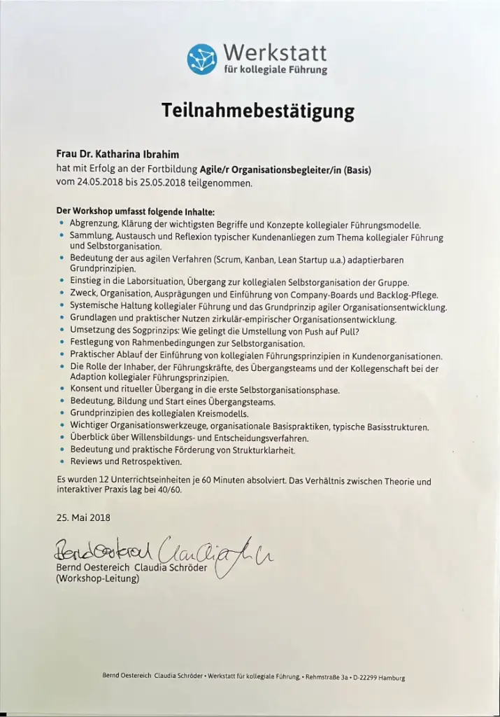 Ausbildung Agile Organisationsentwicklung (I)