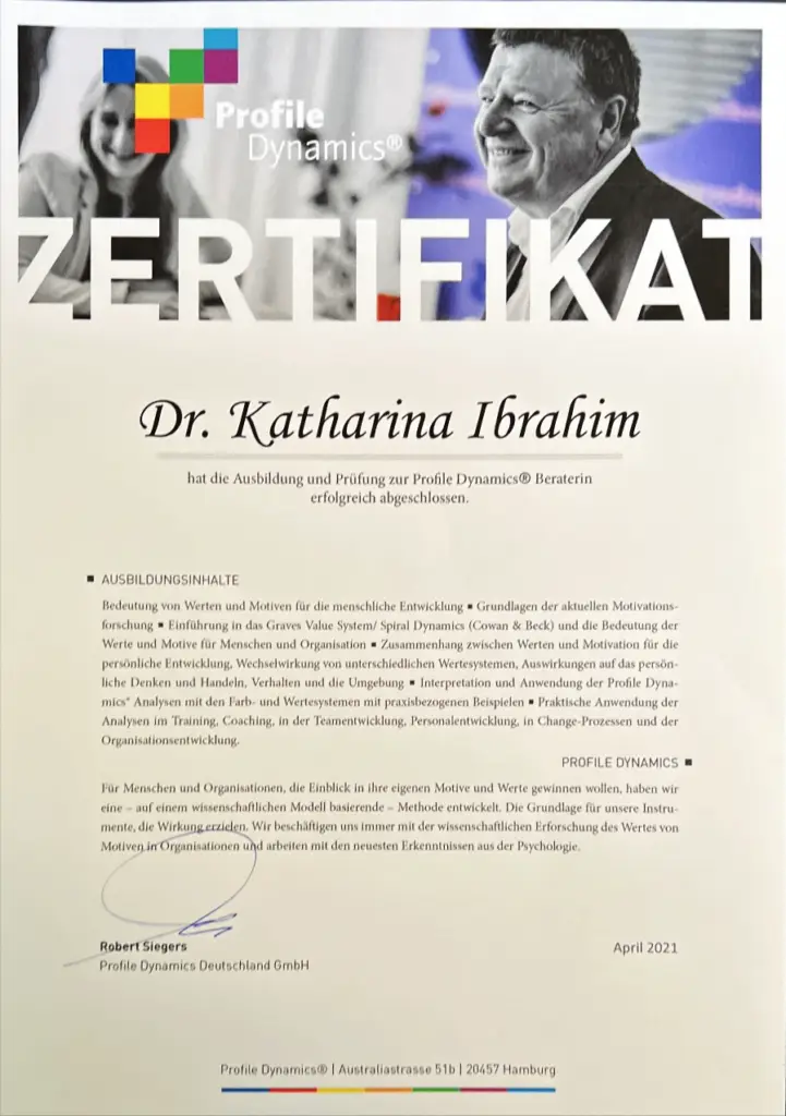 Zertifizierung Profile Dynamics Werteprofil