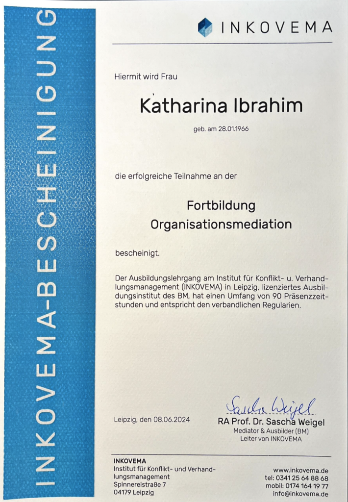 Zertifikat Organisationsmediation