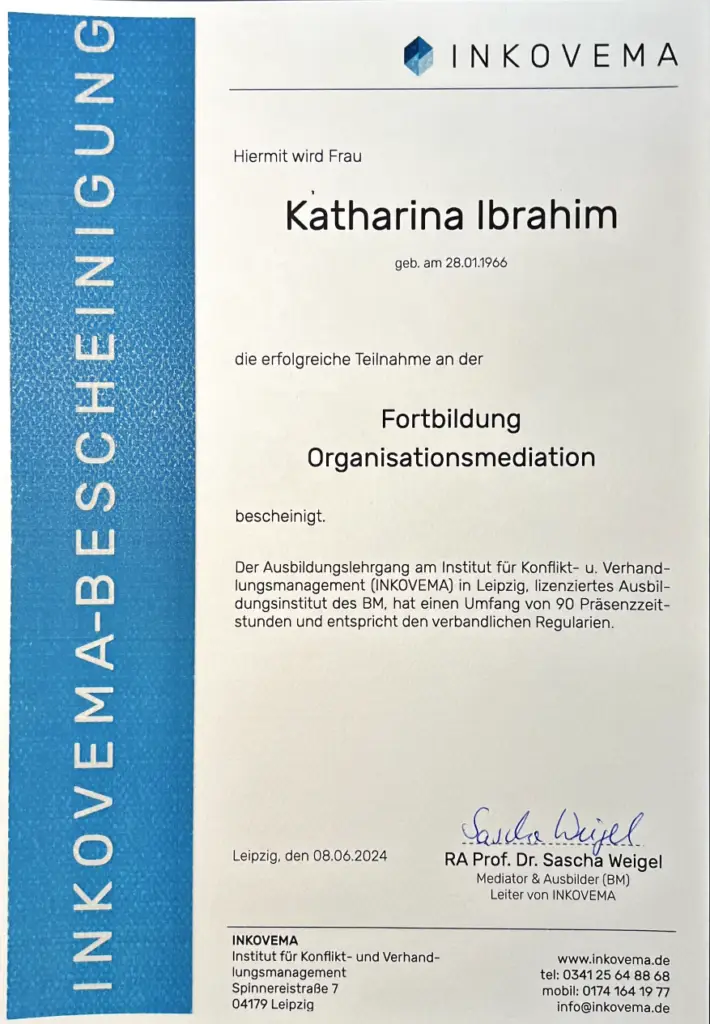 Zertifikat Organisationsmediation